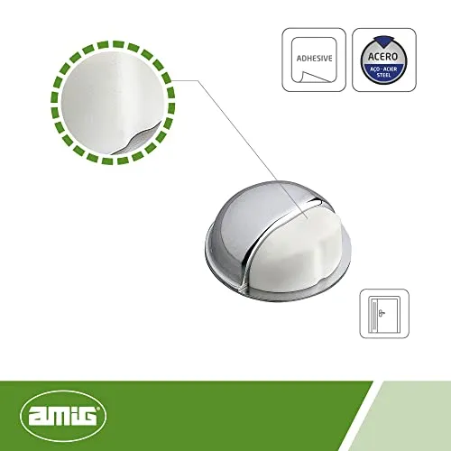 Amig Fermaporta Adesivo Cromato Ø50mm H22mm Gomma