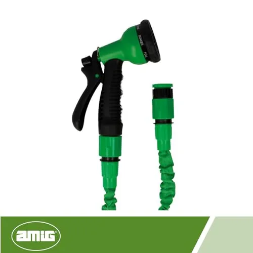 Amig Tubo Estensibile 15 Metri Verde con Pistola Doppio Lattice