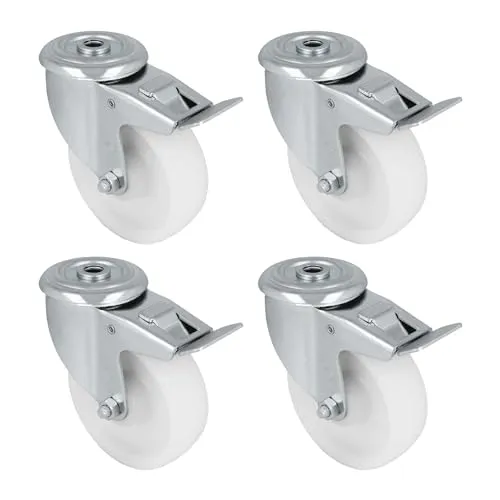 Amig Set 4 Ruote Bianche Ø 100 mm Foro Freno 200 kg