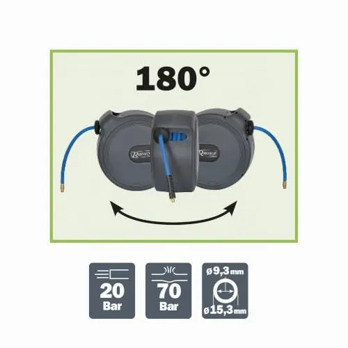 Ribimex PRDATR151 Avvolgitubo aria automatico 15 m PVC
