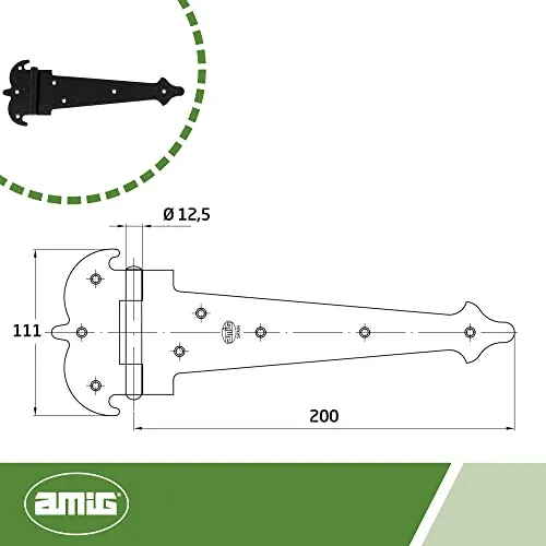 Amig 554 cerniera nera 200x2 mm per porte