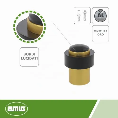 Amig 206 fermaporta pavimento alluminio oro 30x48 mm