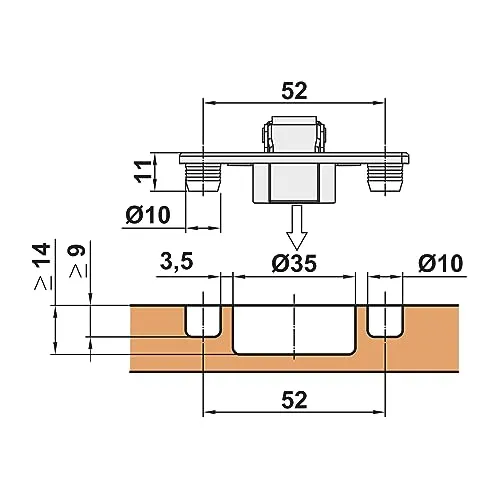 Amig Cerniere Tazza 35mm 110° Acciaio 20 Pezzi Dritte