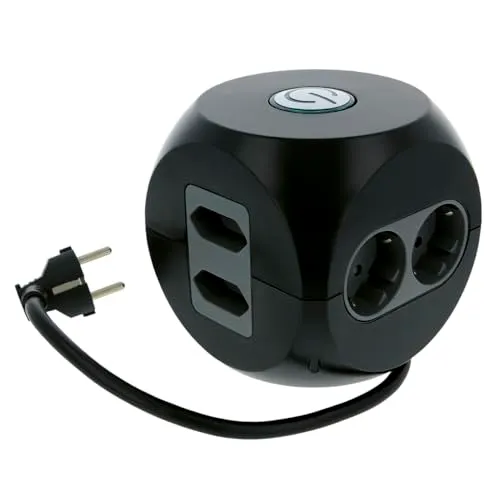 Amig 5540 multipresa cubo 6 prese+2 USB nera