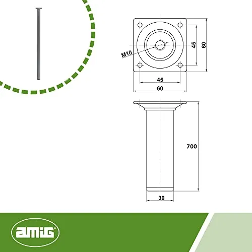 Amig gamba mobile rotonda acciaio 70 cm argento