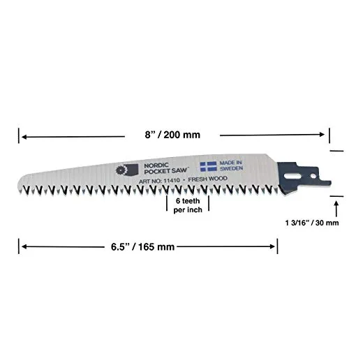 Nordic Pocket Saw Lama Sega Legno 20 cm ricambio 2 denti/cm