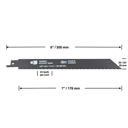 Nordic Pocket Saw Lama Metallo 20 cm 8 Denti Acciaio Svedese