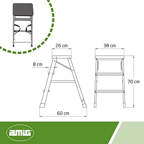 Amig 19504 sgabello alluminio 70 cm giardino