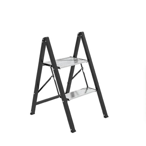 Amig Sgabello Pieghevole 2 Gradini Nero 66x48x40 cm
