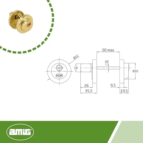 Amig 46R-KD nottolino privacy dorato Ø52 mm 3 chiavi