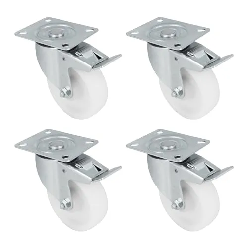 Amig Set 4 Ruote Ø 100 piastra con freno bianche 200 kg