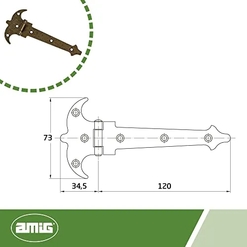 Amig 551 cerniera a due pale acciaio 120x73 mm pelle