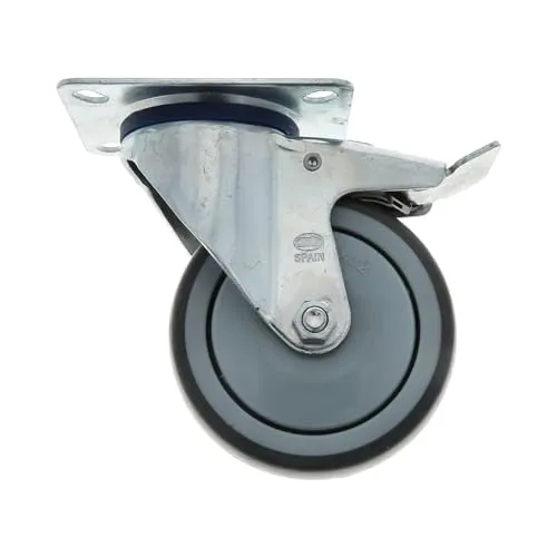 Amig Set 4 Ruote con Freno Piastra 100 mm 110 Kg Gomma