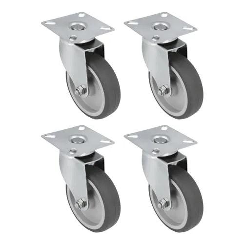 Amig Set 4 Ruote Inox Ø 100 mm Gomma Nera 90 kg