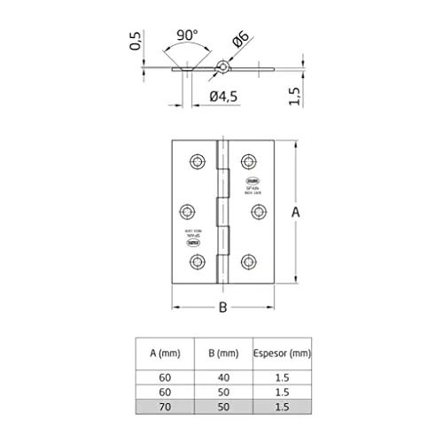 Amig 2002 cerniera 70x50 mm inox 2 pezzi