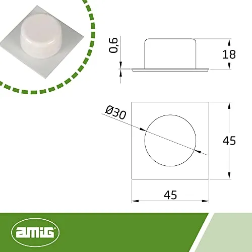 Amig 405 fermaporta adesivo bianco 45x45 mm