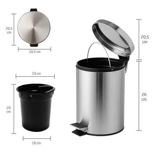 Amig Linea pattumiera bagno a pedale 3 L inox lucido rotonda