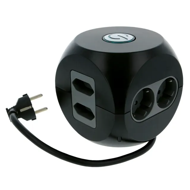 Amig 5540 multipresa cubo 6 prese+2 USB nera
