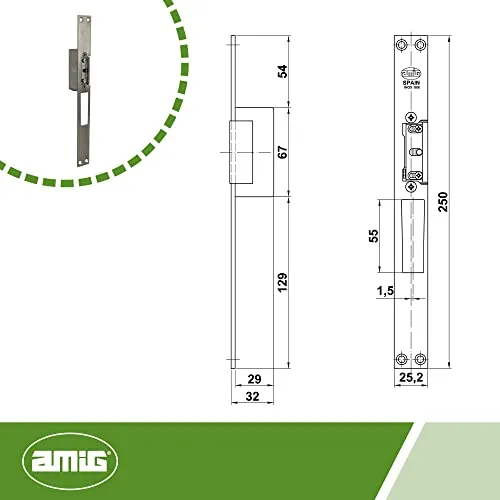 Amig 30 Apriporta Elettrico 250 mm Acciaio Satinato 12 V
