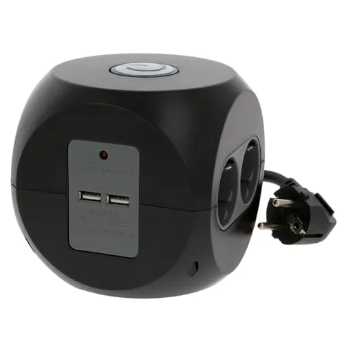 Amig 5540 multipresa cubo 6 prese+2 USB nera