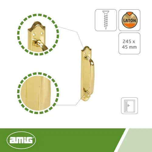 Amig Mod.13 maniglione ottone oro lucido 245x45 mm