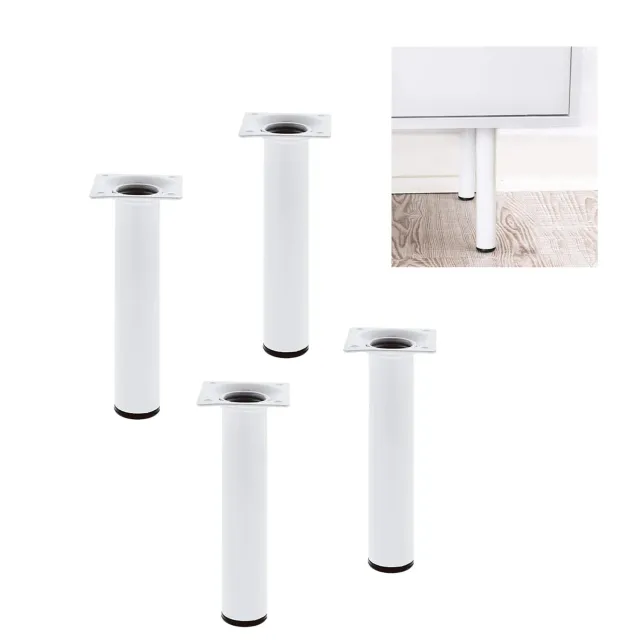 Amig Gambe Rotonde Mobili 400 mm Argento 4 Pezzi Acciaio