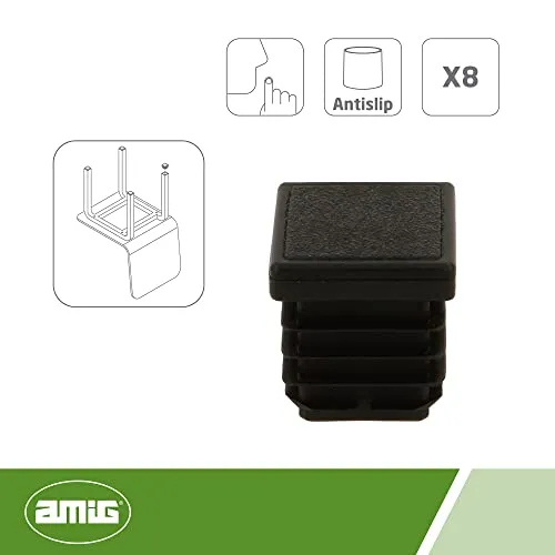 Amig 661 puntale quadrato interno 20 mm polietilene nero
