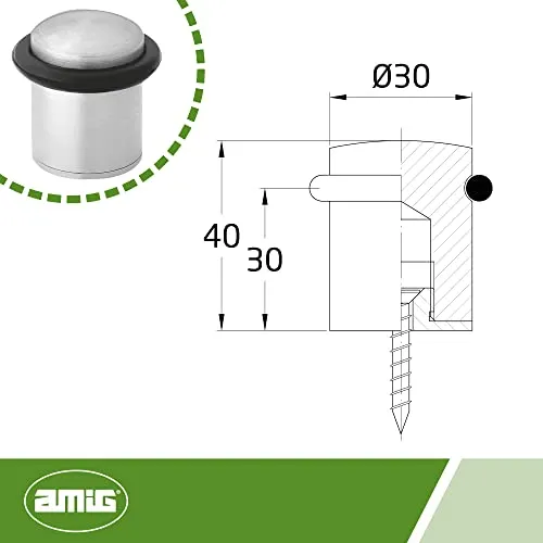 Amig fermaporta acciaio inox 30x40 mm con fissaggi