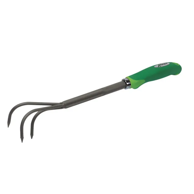 Ribimex PROFG5 rastrello 3 denti soft-touch acciaio