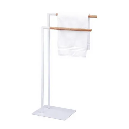 Amig porta asciugamani terra bianco legno doppia barra