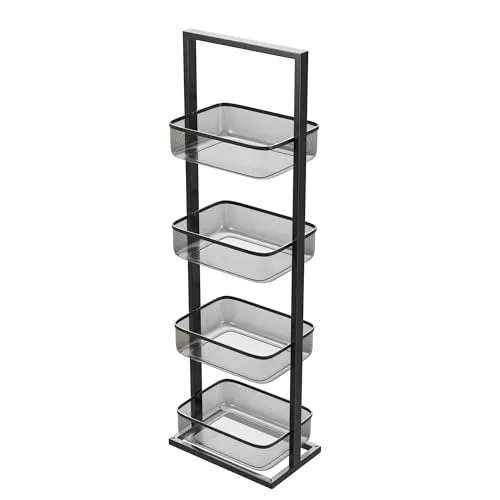 Amig carrello cucina 4 cesti 27,6x18x89,2 cm acciaio nero