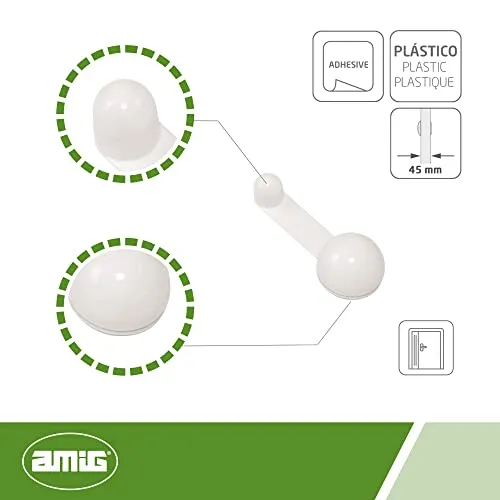 Amig 404 fermaporta adesivo bianco 40x27x108 mm