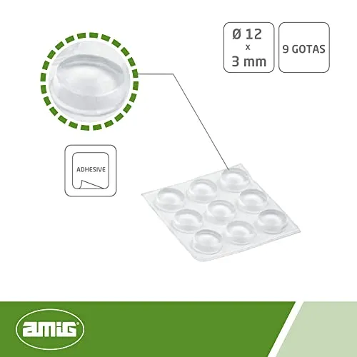 Amig 611 Gommini Paracolpi Adesivi Ø 12x3 mm 24 Pezzi