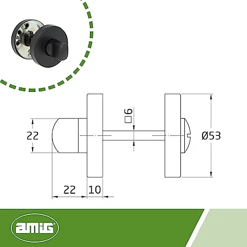 Amig 9RX Nottolino Maniglia Rosetta Tonda Nero Ø53 mm